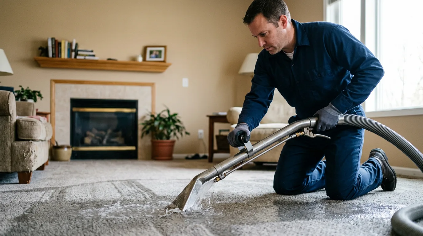 Water damage restoration technician working near Roby, MO